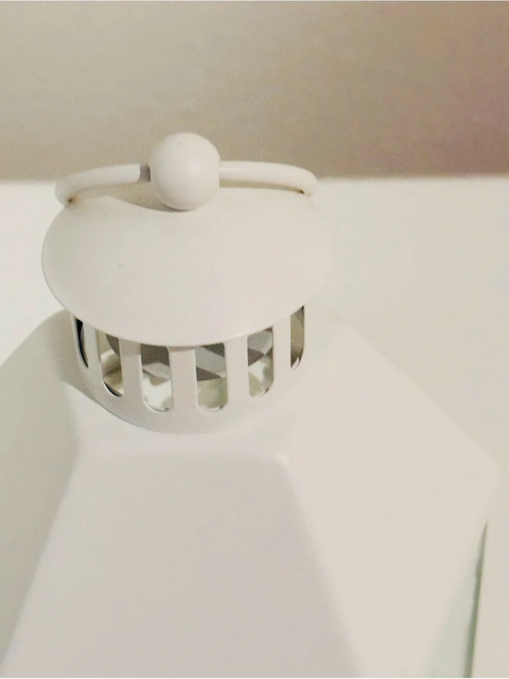 IKEA White Metal & Glass Hexagon Lantern Tealight Candle Holder